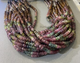 Natural tourmaline Beads Tourmaline loose beads strand 5mm faceted rondelle beads-Multi Tourmaline Beads jewelry making beads Tourmaline