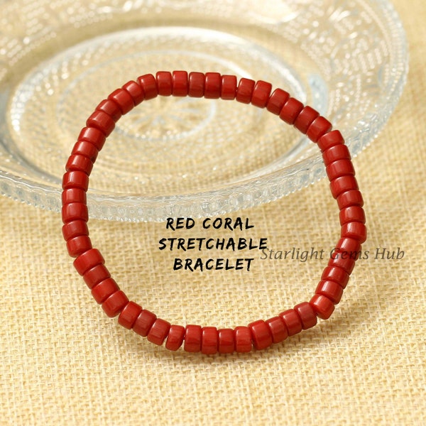Dark Red chilies Coral Beaded bracelet-6MM Smooth Tire red gemstone Jewelry-Coral Jewelry-Stretchable Bracelet-Adjustable Jewelry-Best Gift