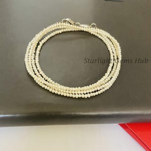 Pearl necklace Fresh water Pearl Necklace 2.5-3MM Smooth Rondelle Pearl gemstone jewelry-Handmade Jewelry Pearl Jewelry Gifts for her