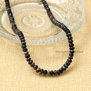Handmade Blue Pietersite Beaded Necklace: 925 Clasp, 4-6mm Gemstone Jewelry