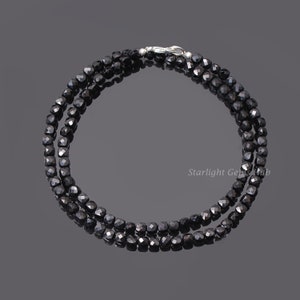 Natural Black spinel Beaded necklace 4.5mm faceted square box Beaded necklace AAA Natural Black Spinel box gemstone jewelry Gift for her