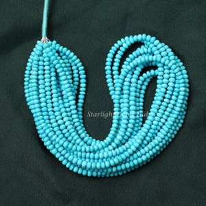 4MM Faceted Rondelle loose beads strand-Best Quality sleeping beauty turquoise beads-Arizona origin-16 Inch Strand-57 Carta per strand