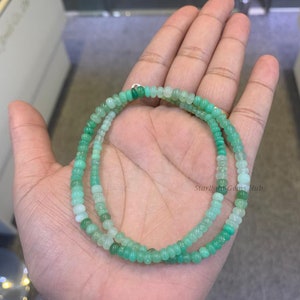 Green Chrysoprase Beaded Necklace: 925 Silver Clasp, 4-6mm Rondelle