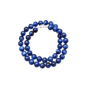 Genuine Blue kyanite beaded necklace-8mm Smooth round kyanite jewelry-Birthstone necklace-Serenity stone-Throat chakra-Best gifts ideas