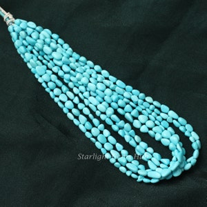 AAA Sleeping Beauty Turquoise loose beads strand 6MMx4MM AAA Natural Arizona Turquoise Smooth Tumble jewelry making beads turquoise beads