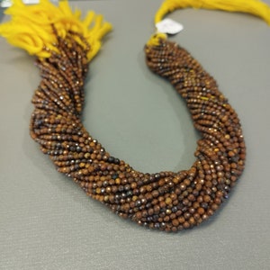 Faceted Yellow Tiger Eye Beads: 2.5mm Gemstone Strand