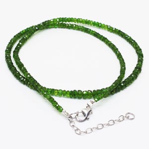 Stupendous Chrome Diopside Necklace-3MM-5MM Cut stone Beads-Natural chrome diopside Faceted rondelle beaded necklace-Best Valentine gifts