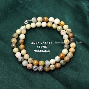 Genuine Rock Jasper Beaded necklace-10MM Smooth Round Jasper Gemstone Jewelry-Jasper stone jewelry-Colorful Jasper Jewelry-Gifts Jewelry