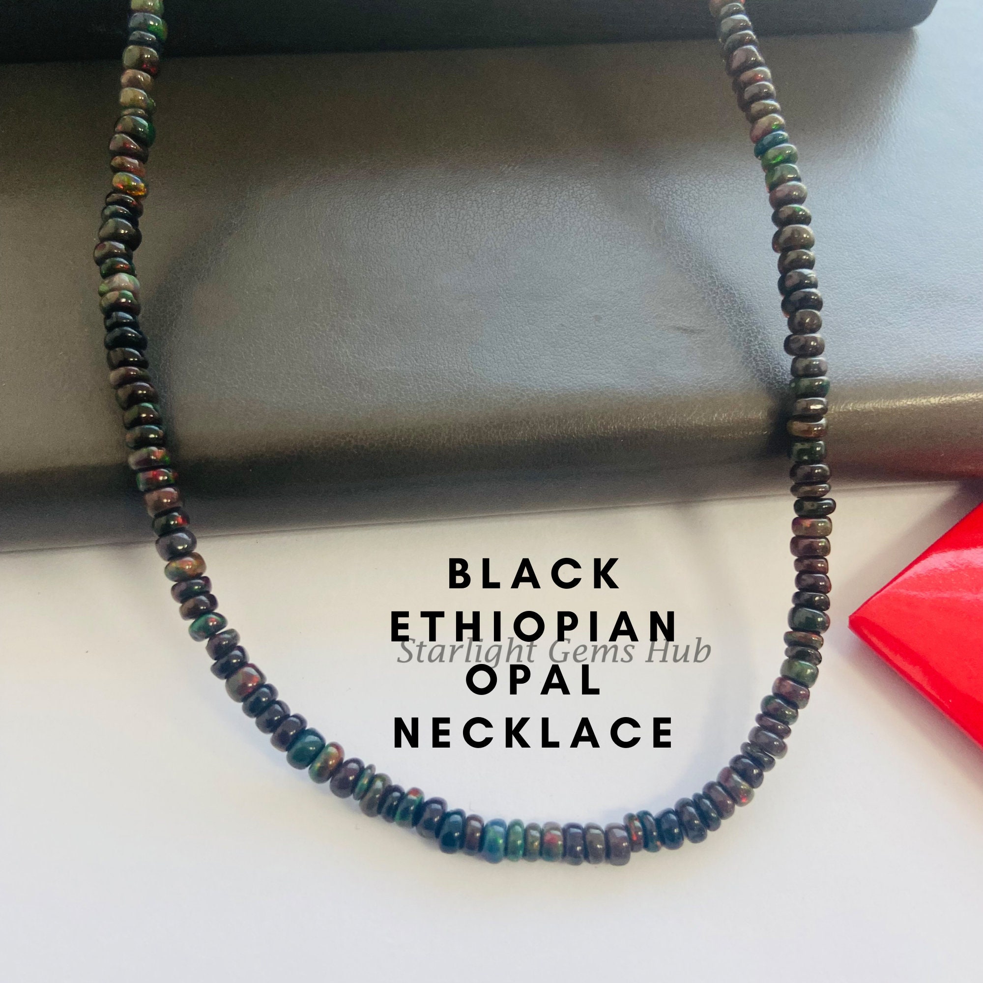 Opal & Onyx Bead Necklace — BLKWD