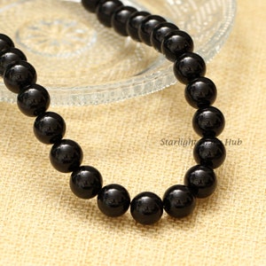 Black Onyx beaded necklace-10mm smooth round black stone jewelry-Natural Onyx jewelry-Unisex necklace-Customize in length-925 Silver lock