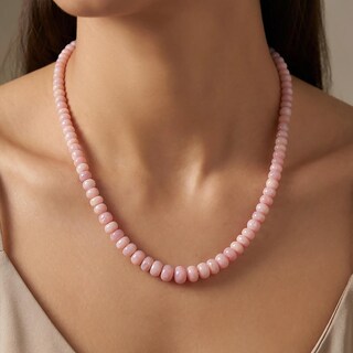 Collana Con Opale Rosa Peruviano – Pietre Naturali 6-11 Mm A Rondelle – Lunghezza 45,7 Cm