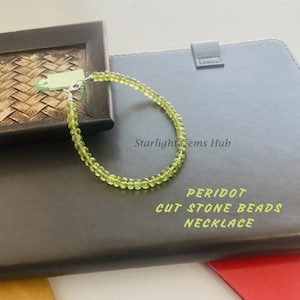Natural Bright Green Peridot Beaded bracelet-5MM Faceted Rondelle Nature Green Gemstone Jewelry-Calm Anger Stone Jewelry-Gifts for Her/Him