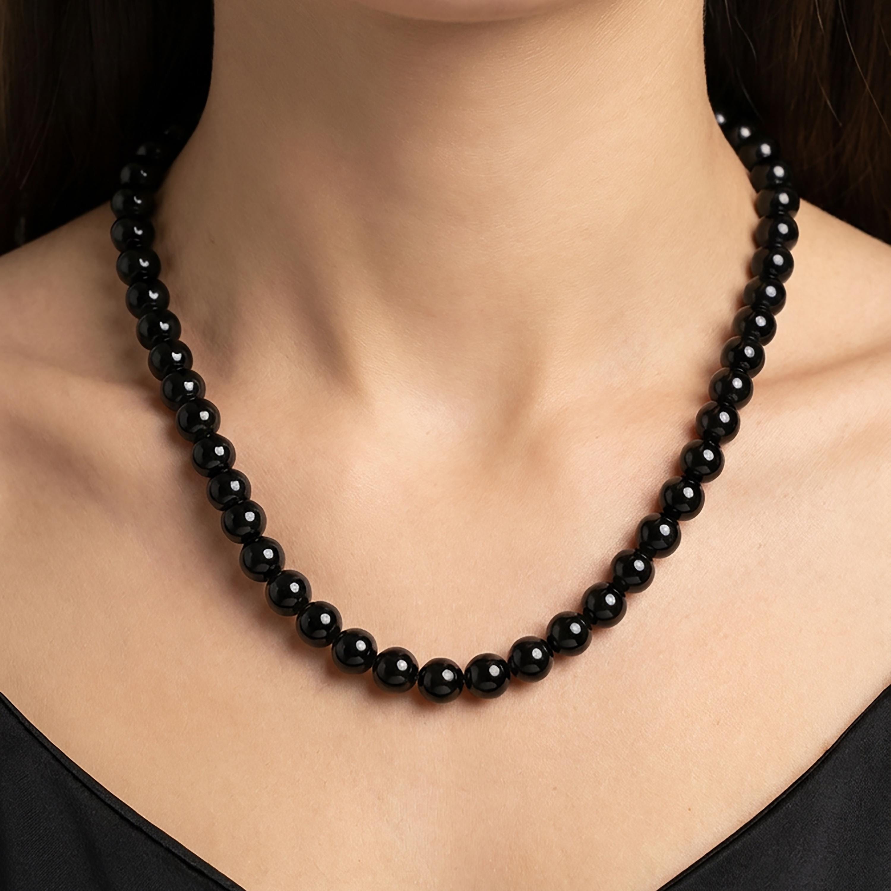 Collana corta a sfere di Malachite e Tormalina nera - Collane Malachite