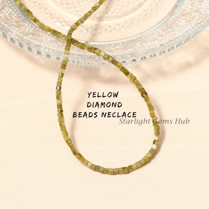 Natural Diamond necklace 2-3MM Box Shape Yellow diamond Jewelry Premium quality diamond- AAA Yellow Diamond jewelry-Best Gifts for her