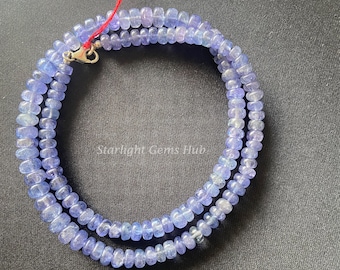 AAA++ blue tanzanite beaded necklace-6mm-7mm smooth rondelle gemstone jewelry-tanzanite jewelry-handmade necklace-Personalized gifts