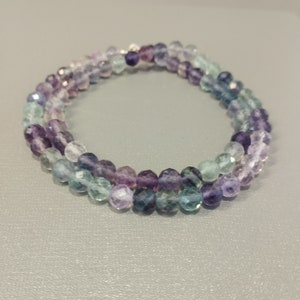 Natural fluorite beaded necklace 6-7mm faceted round fluorite gemstone jewelry-multi Fluorite Necklace AAA Fluorite Jewelry Gift for her