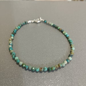 Natural turquoise beaded necklace-4mm faceted round beads-turquoise gemstone jewelry-Birthstone necklace Turquoise Bracelet Gifts for her