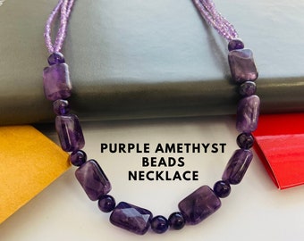 Lila Amethyst Perlenkette: Facettierter Edelstein, 925 Verschluss