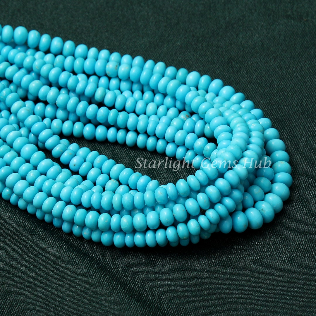 5MM Smooth Rondell Blue Turquoise Bead-natural Sleeping Beauty ...