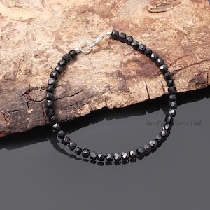 Natural Black Spinel Bracelet 4mm Faceted Square Box Black Spinel Gemstone jewelry handmade jewelry Necklace Bridesmaid Gift Birthday Gift