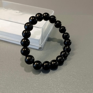 Natürliches schwarzes Schungit-Armband: 10 mm runder Schutzschmuck