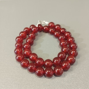 Natural carnelian beaded necklace-10mm smooth round carnelian jewelry- Christmas gift design-Finest gemstone jewelry Valentines day necklace