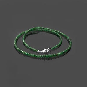 Natural tsavorite beaded necklace 2.5MM-3MM Faceted Rondelle Tsavorite beads Necklace Natural green gemstone bead Gift for her