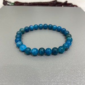 Blue Apatite Bracelet 8mm blue apatite Bracelet gemstone bracelet Apatite Natural gemstone bracelet Stretchable bracelet Best gift for her