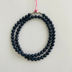 AAA++ rare blue sapphire beaded necklace-7MM faceted Round Blue Gemstone necklace-Sapphire jewelry-birthstone necklace-Best gifts for her
