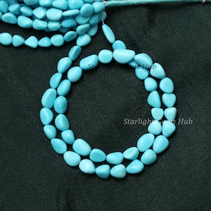 AAA++ Arizona Sleeping beauty turquoise loose beads strand-9MMx7MM Large smooth tumble beads-16 Inch strand-80 carat Weight Per Strand