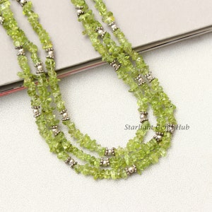 Grün Peridot Chips Perlen Halskette-Fancy Designer Halskette-Layering Design Schmuck-Handmade Halskette-Peridot Schmuck-Beste Geschenke Ideen