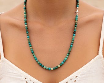 アリゾナターコイズビーズネックレス、天然石、4～4.5mmビーズ - Etsy 日本