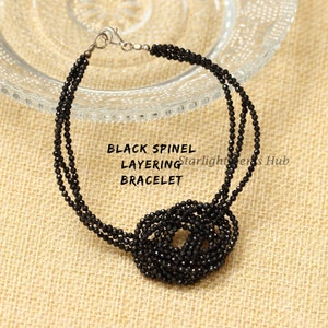 Shining Natural  Black Spinel Beaded bracelet-2MM Faceted Round Black gemstone jewelry-Designer Bracelet-minimalist jewelry-Best gifts Ideas