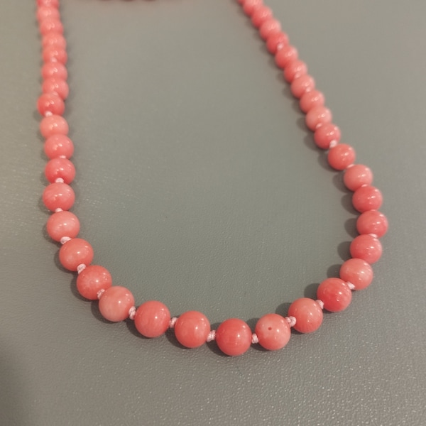 Corail rose 108 Japa Mala-6 mm Perles de corail rondes lisses-Perles de prière-Japa mala de médiation- Collier de perles mala de guérison énergétique-véritable mala