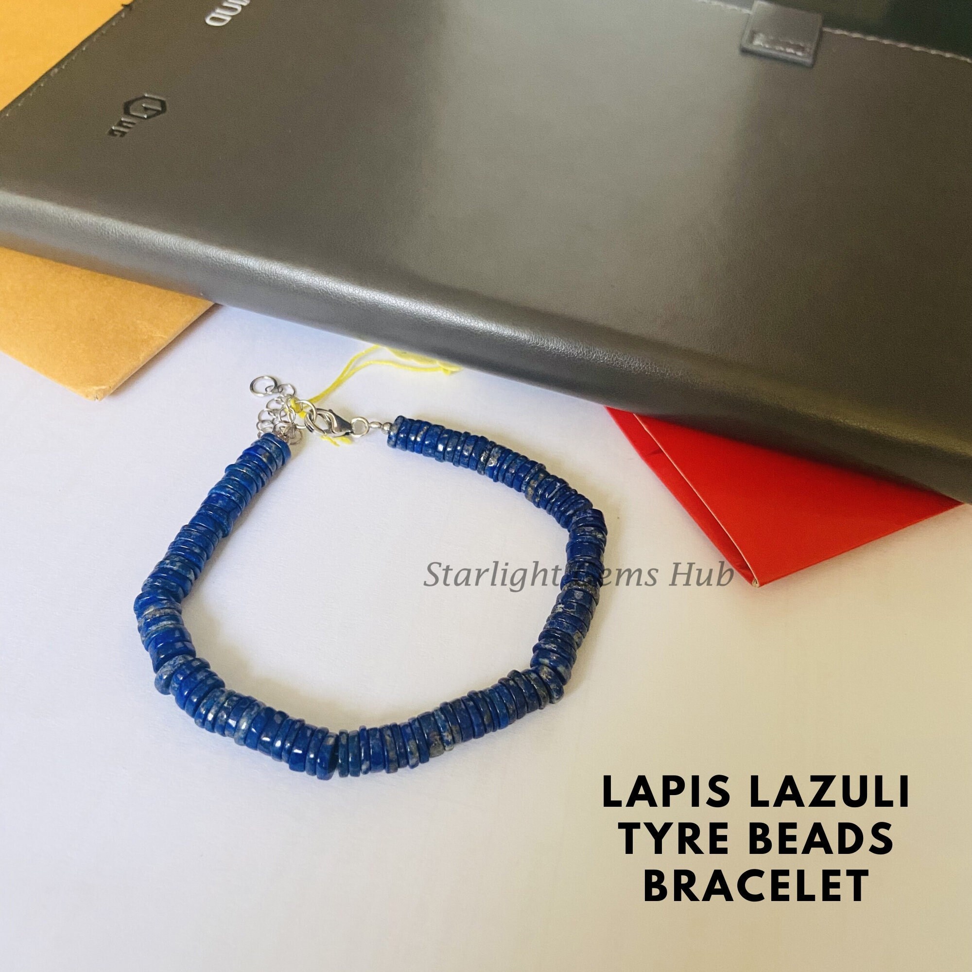 ハンドメイドのラピスラズリブレスレット：925スターリングシルバー