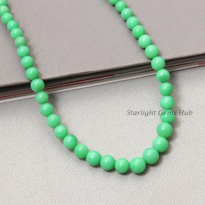 Genuine green chrysoprase beaded necklace-4MM-7MM Smooth round green gemstone jewelry-Artistic necklace-Unisex jewelry-Wedding gifts
