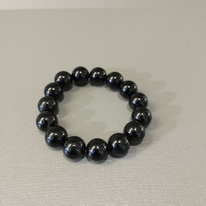 Bracelet en tourmaline noire naturelle 10 mm Bracelet extensible rond lisse 10 mm Bracelet en tourmaline noire meilleure idée cadeau Cadeau pour elle et lui