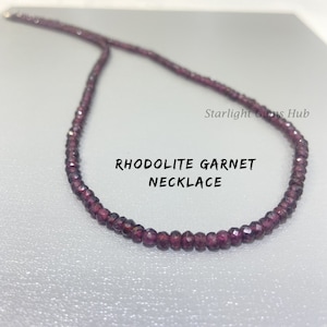 4mm faceted rondelle garnet necklace-Natural AAA++ rhodolite garnet jewelry-Birthstone jewelry-Handmade jewelry-Red stone beads necklace