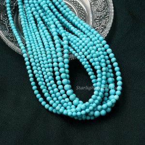 Premium Quality Arizona turquoise loose beads strand-AAA++ sleeping beauty turquoise Jewelry-4MM Faceted Round center drilled Beads-16&quot; Inch