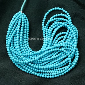 AAA++ sleeping beauty turquoise loose beads strand-4.5MM Smooth round gemstone beads-Arizona turquoise-beads