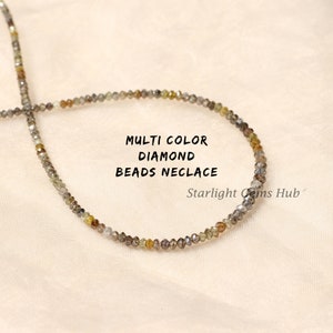 Diamond Necklace Natural rainbow multi color beads diamond 2-3mm faceted round colorful beads jewelry-classic jewelry-precious stone