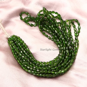 Natural chrome diopside loose beads 6x5mm-10x8mm smooth oval nuggets gemstone beads-jewelry making beads chrome diopside beads-16&quot; strand
