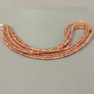 Natural champagne color Songea sapphire loose beads strand 3-4mm faceted rondelle beads Songea Sapphire 3mm sapphire 4mm sapphire