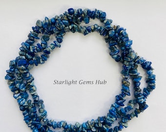 Blue Lapis lazuli beaded necklace-Lapis gemstone jewelry-4MM-6MM chips & nuggets women jewelry-Customize in length-bridesmaid gift-Valentine