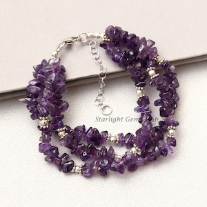 Core amethyst chips beads Bracelet-Multi layering Bracelet-Amethyst jewelry-Elegant jewelry design-Stylish bracelet-Best Gift for girlfriend