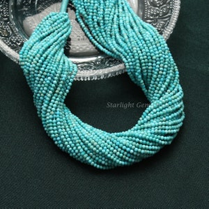 2mm natural arizona turquoise loose beads, AAA quality blue turquoise faceted round micro beads, 13" inches long strand jewelry making beads