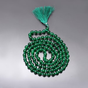 Natural Onyx 108 japa mala green onyx prayer mala birthstone japa mala spiritual mala Tasbih Mala for prayer Mala Spiritual healing mala