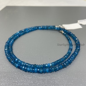 Neon apatite necklace design-Fluorescent color gemstone beads jewelry-3mm-5mm faceted rondelle neon apatite jewelry-Unisex Jewelry design