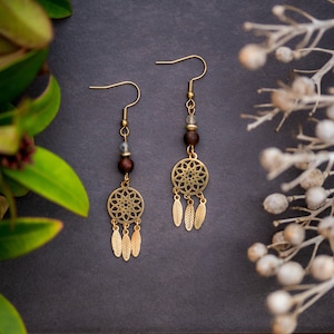 Dreamcatcher earrings with gemstones*Hippie earrings*Boho jewelry*spiritual gift