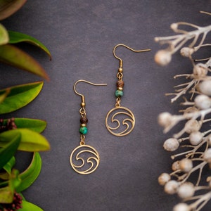 Sea love earrings with turquoise gemstones* Spiritual jewelry*Hippie earrings*Surfer earrings